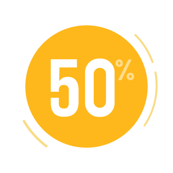 50% Circle Yellow Graphic